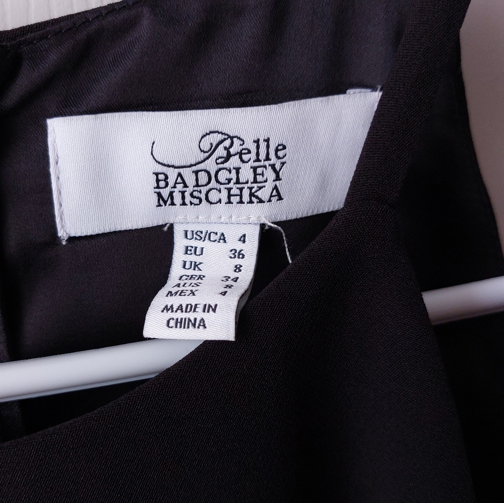 Belle Badgley Mischka (Wesley Dress) - NWT Black Formal Dress W/ Tan Lace Skirt - Picture 2 of 8